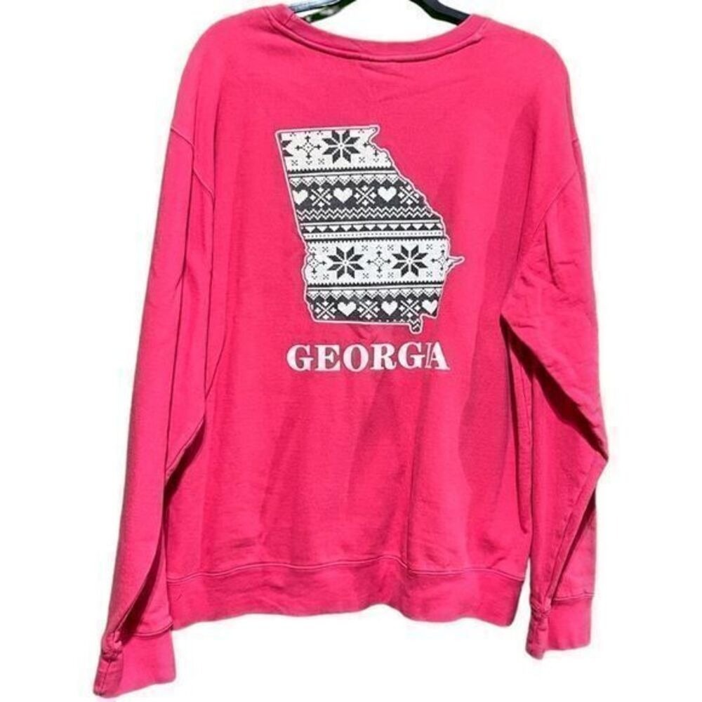 Royce 'Georgia' Winter‎ Snowflake Heart Shaped GA State Sweatshirt Red Medium